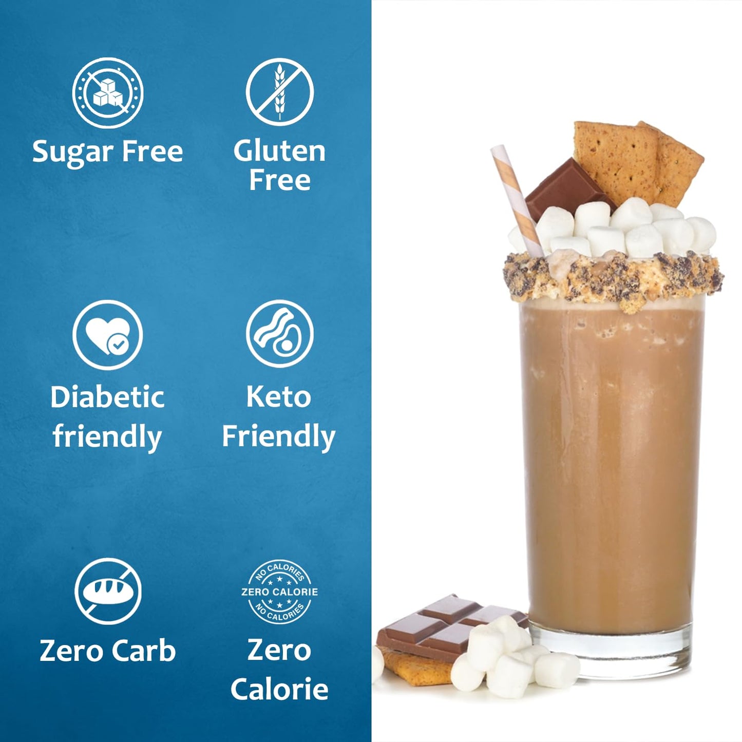 Syruvia Sugar-Free S'Mores Coffee Syrup - 25.4 Fl Oz Premium Coffee Flavoring Syrup - 0 Calorie - Kosher Coffee Syrups, Gluten F