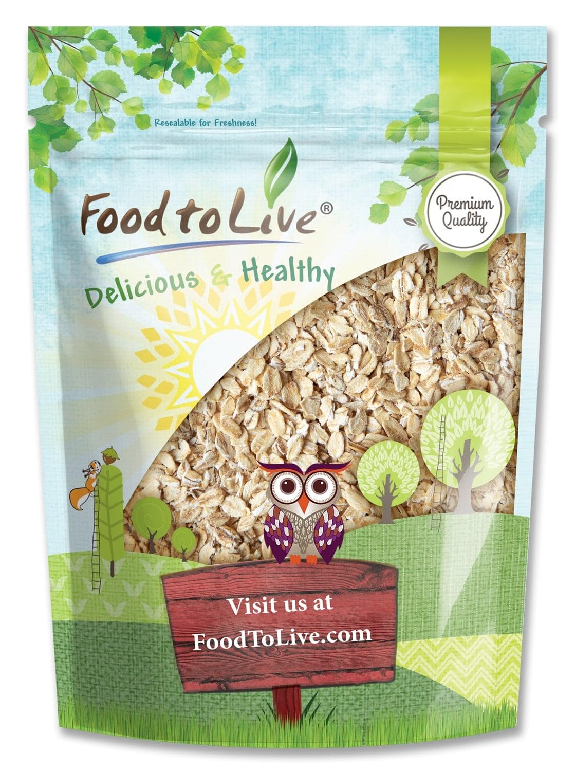 Food to Live Quick Cooking Rolled Oats, 8 Ounces - One Minute Oatmeal, Whole Grain, Instant Meal, Dry Thin Flakes, Uncooked, Raw