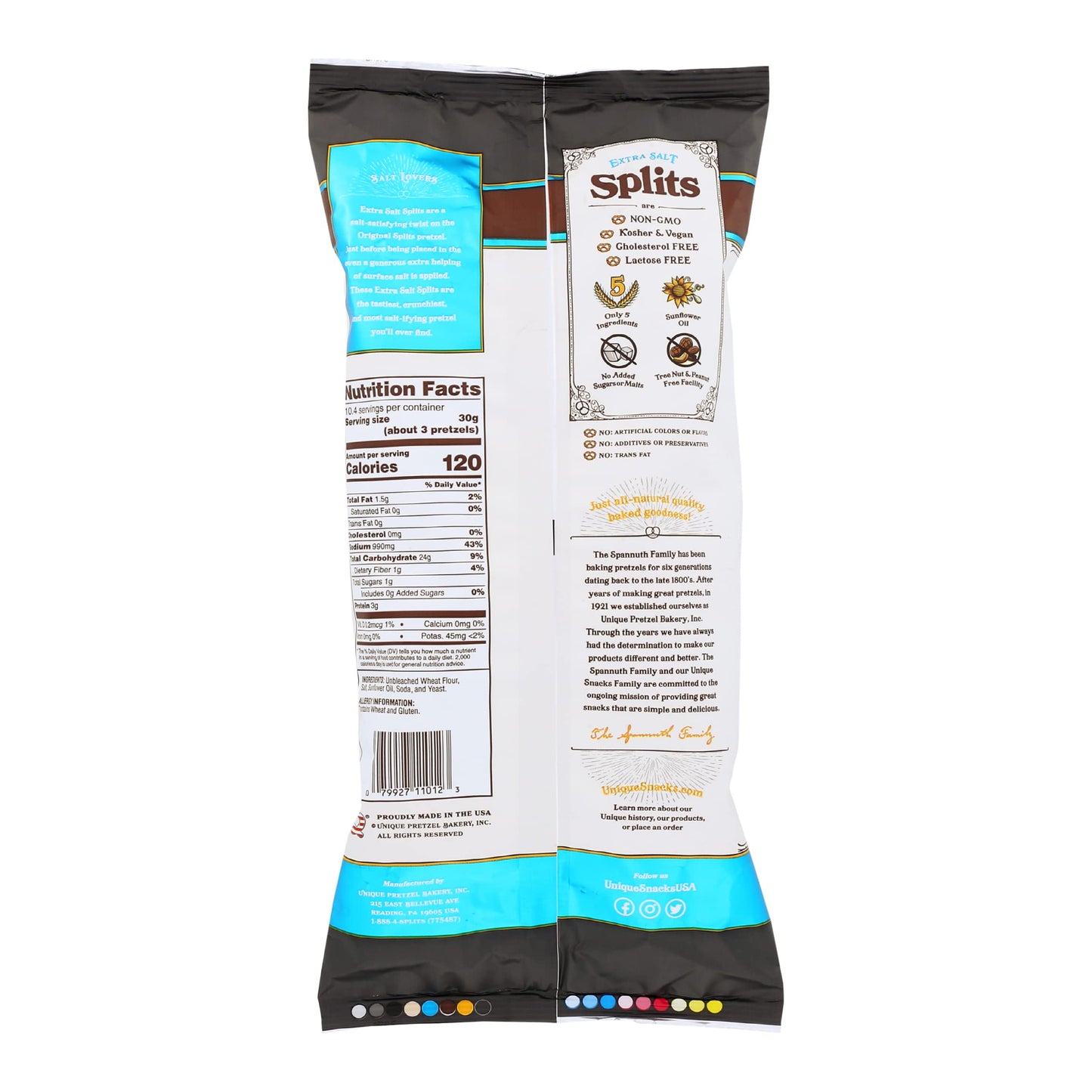 Unique Snacks Original Split-Open Pretzels, 11 Oz. Bag, Pack of 9, OU Kosher, Non-GMO