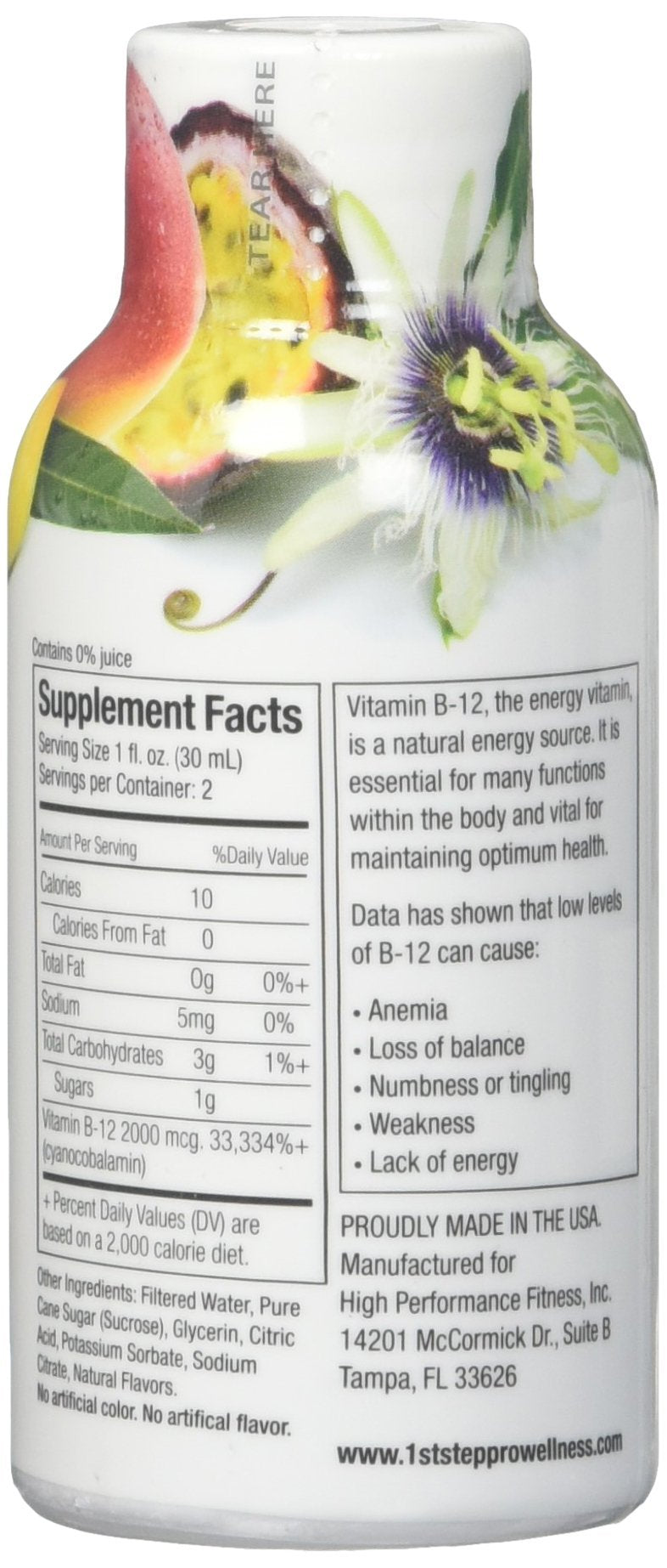 1St Step For Energy B-12 Shot Maximum Energy, Tropical Blast, 2-Ounce, 12 Per Box