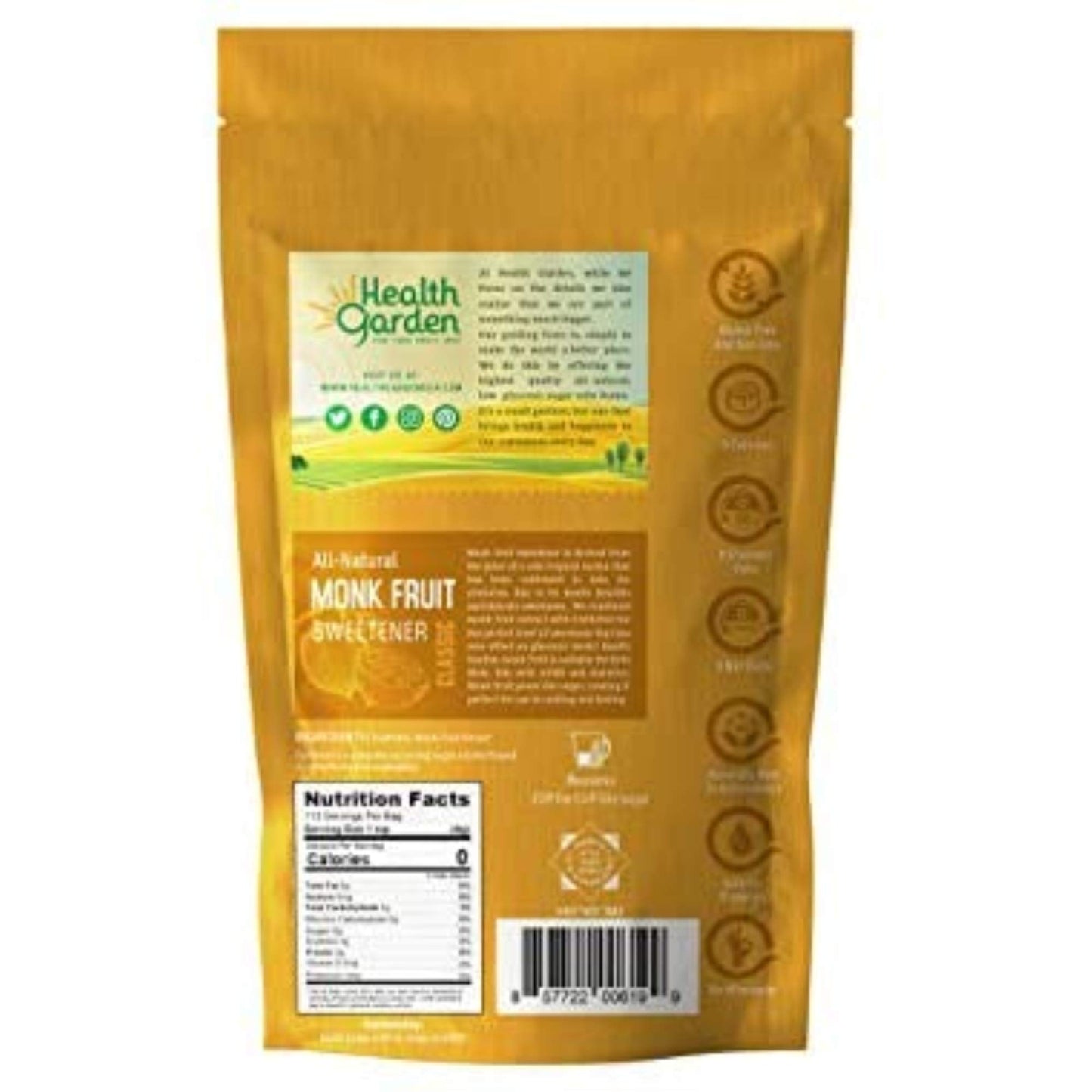 HEALTH GARDEN Monk Fruit Sweetener - Non GMO, Gluten Free, Keto Friendly - 16 Ounce (Pack of 1)