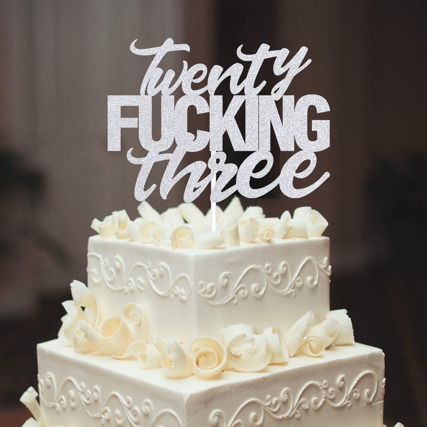 Twenty Three Silver Glitter Cake Toppers 23 Years Old 23Rd Birthday Anniversary Party Decorations Supplies