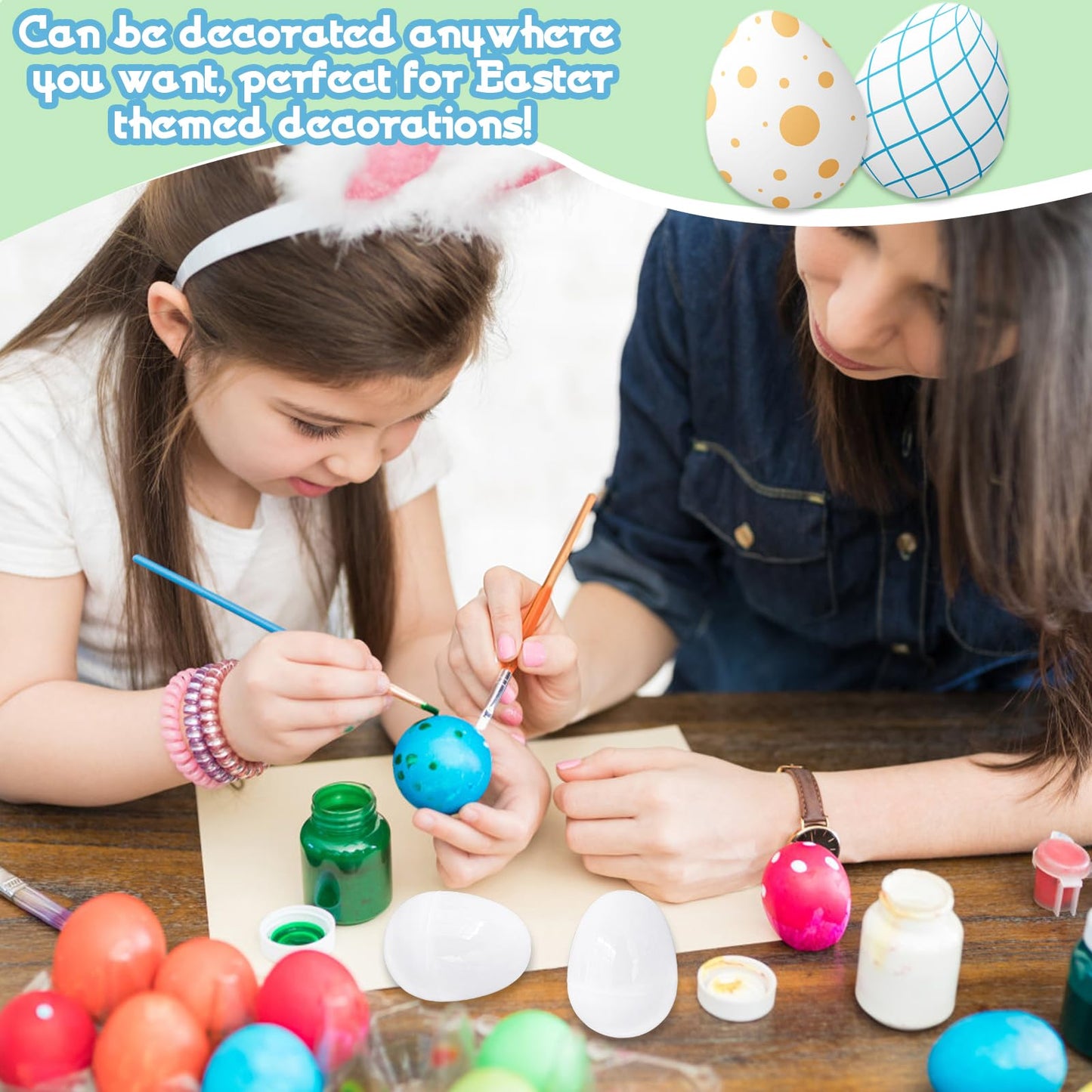 Baaxxango 100 Pack Empty Plastic Easter Eggs, Fillable DIY White Eggs for Candy and Party Favors