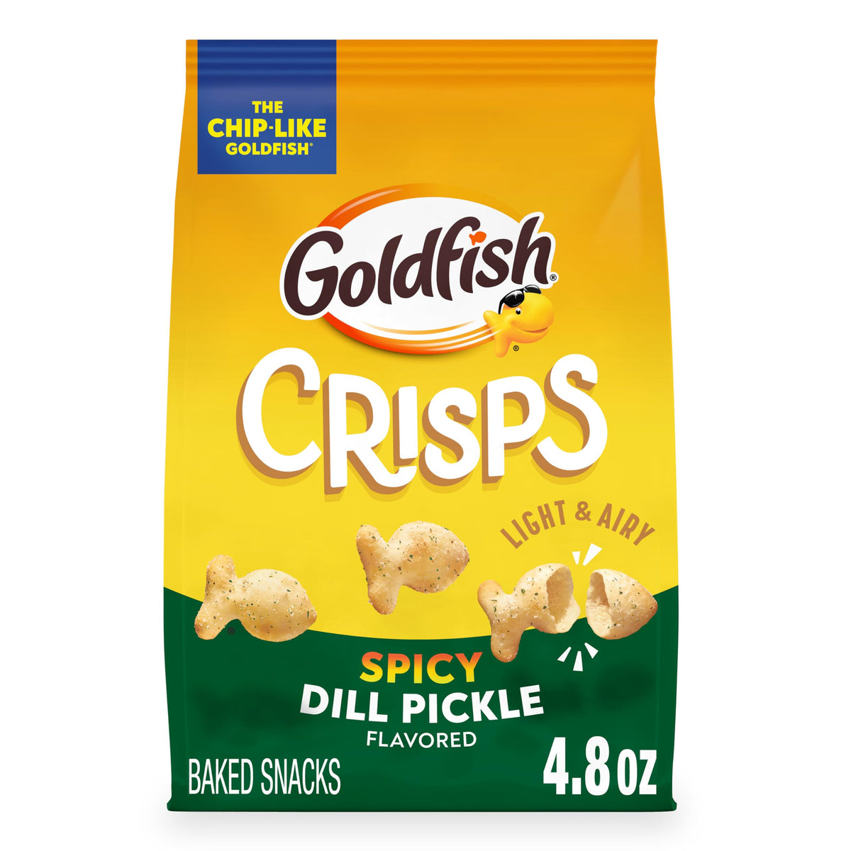 Goldfish Crisps Spicy Dill Pickle Baked Chip Crackers, 4.8 Oz Bag