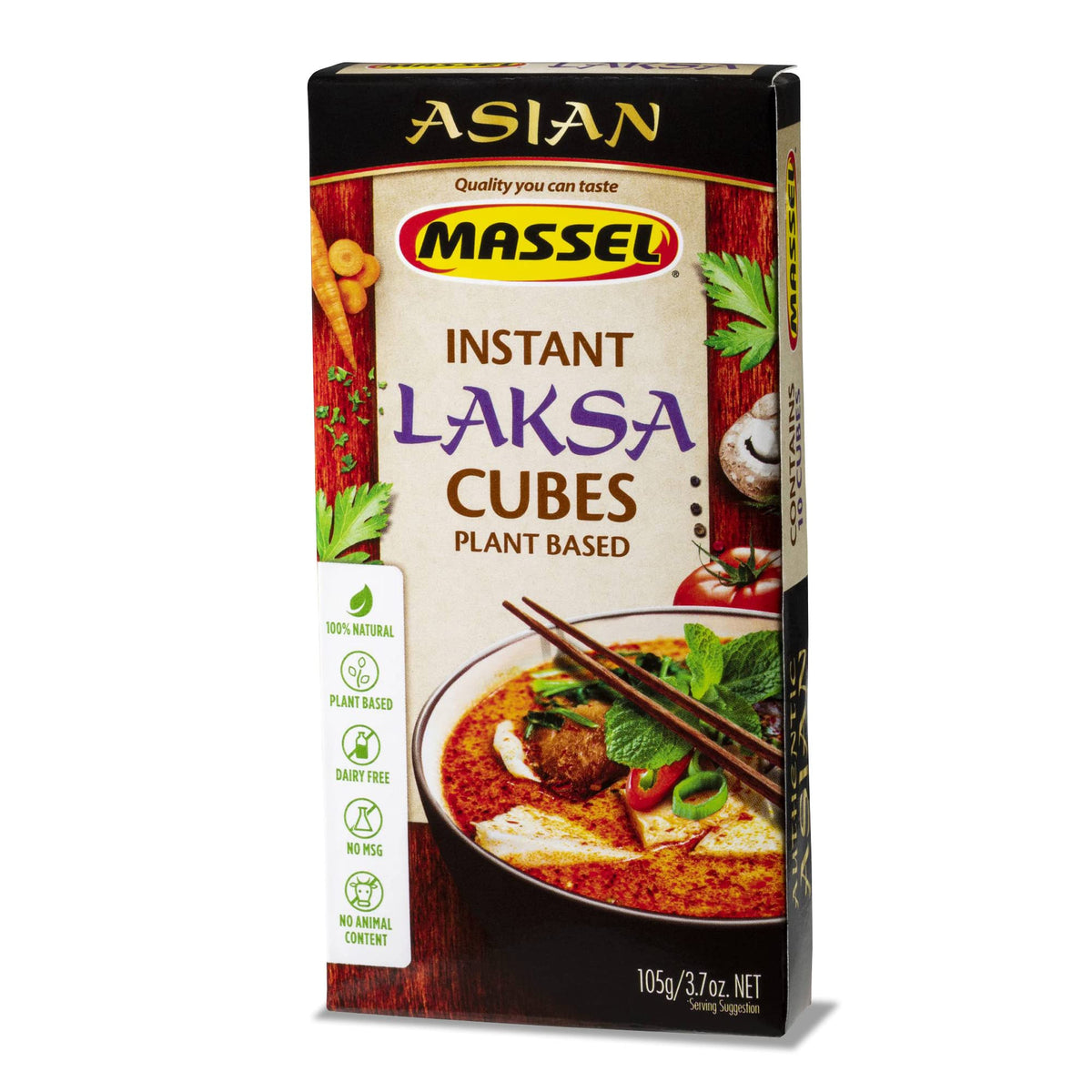 Massel Instant Laksa Bouillon Broth Cubes - No MSG, Gluten-Free Soup Base - 1 Pack (1 x 105g)