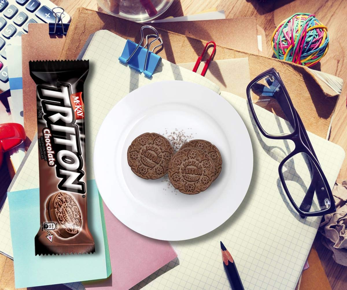 Triton Cookies Chocolate Cream Filled. Traditional Chilean Cookie. 3 Pack X 126 Grms Each. Promo Edition