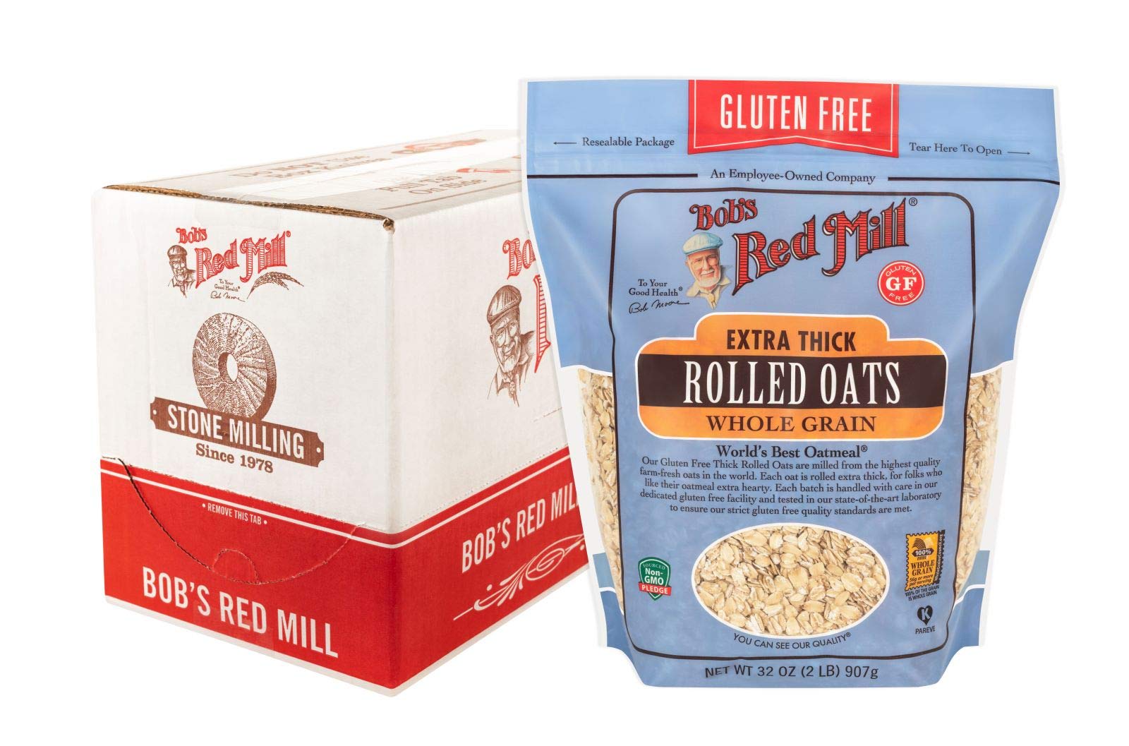 Bob'S Red Mill Gluten Free Extra Thick Rolled Oats, 32 Oz (4 Pack)
