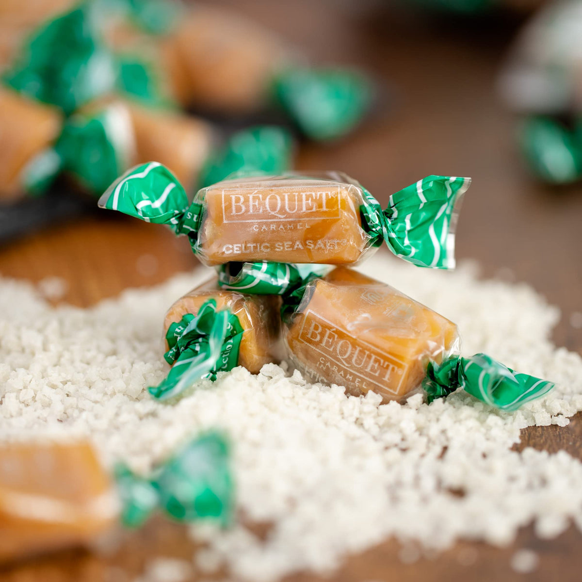 Béquet Caramel - Celtic Sea Salt Caramel - Gourmet Caramel Candy - Salted Caramel Candy Individually Wrapped - Made In Montana - Kosher (Star D) And Gluten Free - 3.6 Oz Single Pouch