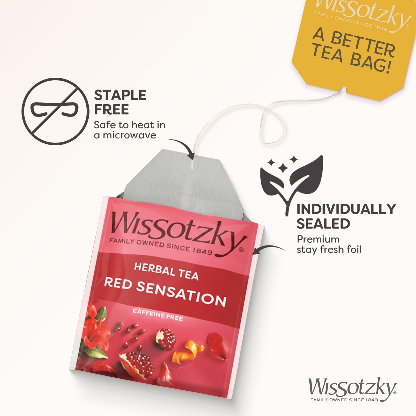 Wissotzky Herbal Tea Variety Pack Sampler - Caffeine-Free Gift Box with 6 Flavors, 42 Individually Wrapped Bags - Ideal for Holidays & Gifting