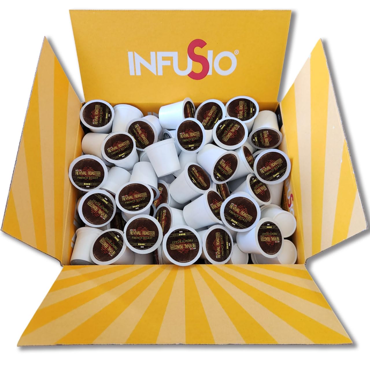 InfuSio Coffee Pods, French Roast Dark Roast, Compatible with Keurig K Cup® malt-inspired, 96 Count Pack