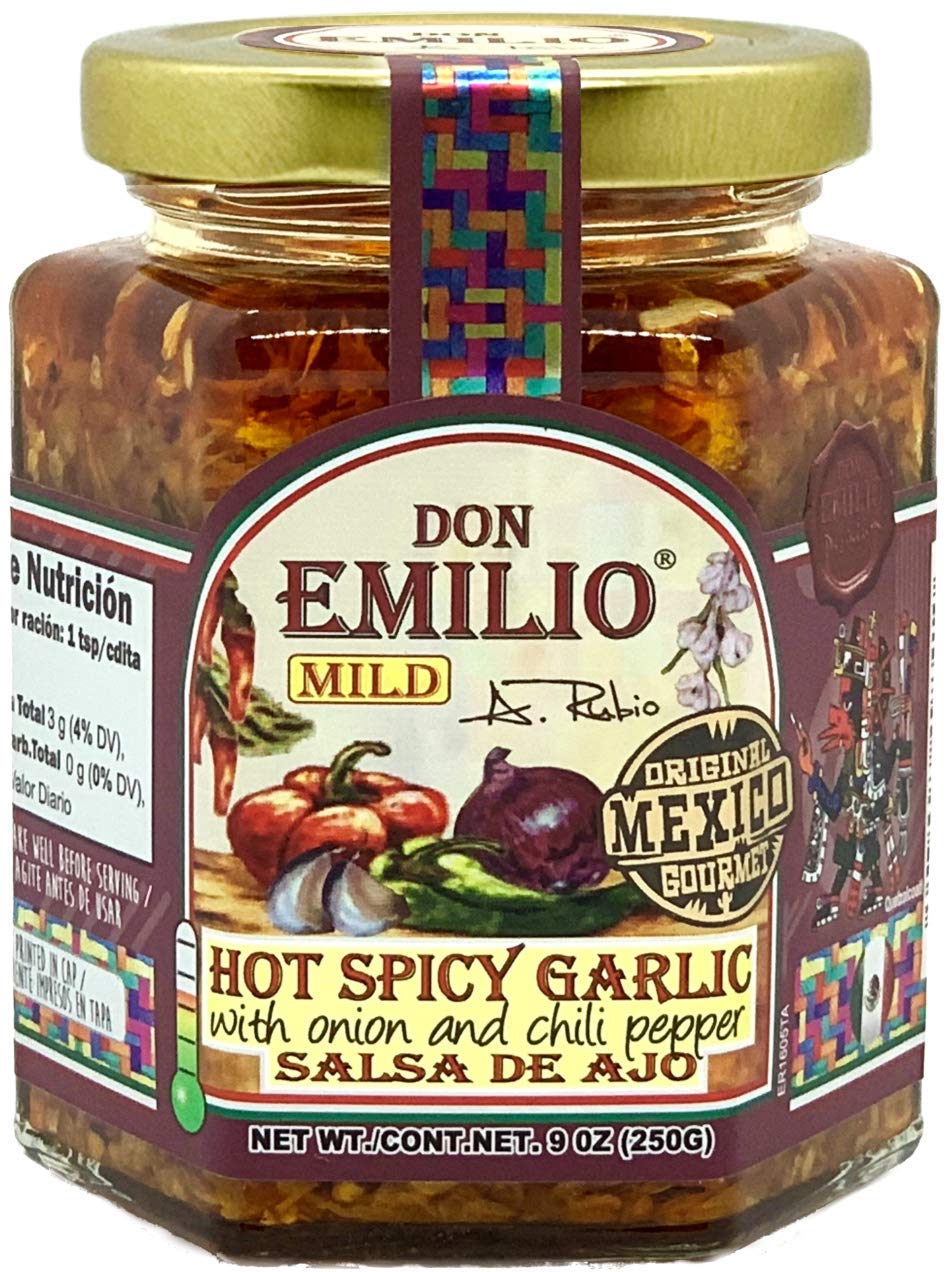 Don Emilio Salsa Macha Hot Chili Garlic Sauce, Gourmet Spicy Chili Crisp Oil, Garlic And Onion, All Natural Chili Paste 9 Oz