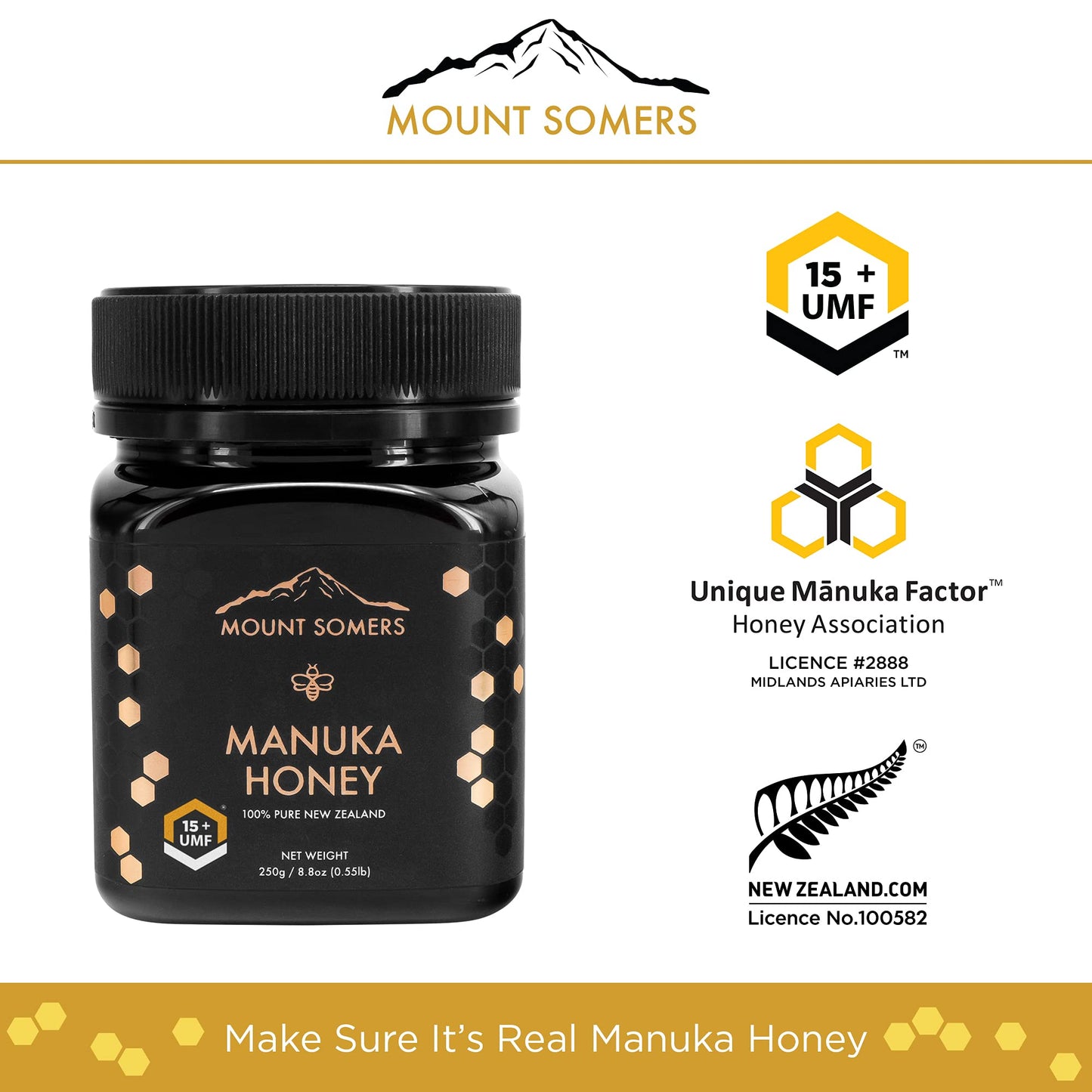 Mount Somers Premium Manuka Honey Mgo 514+ / Umf 15+ 100% Pure New Zealand Manuka Honey - Genuine Natural Superfood - Umf Certif