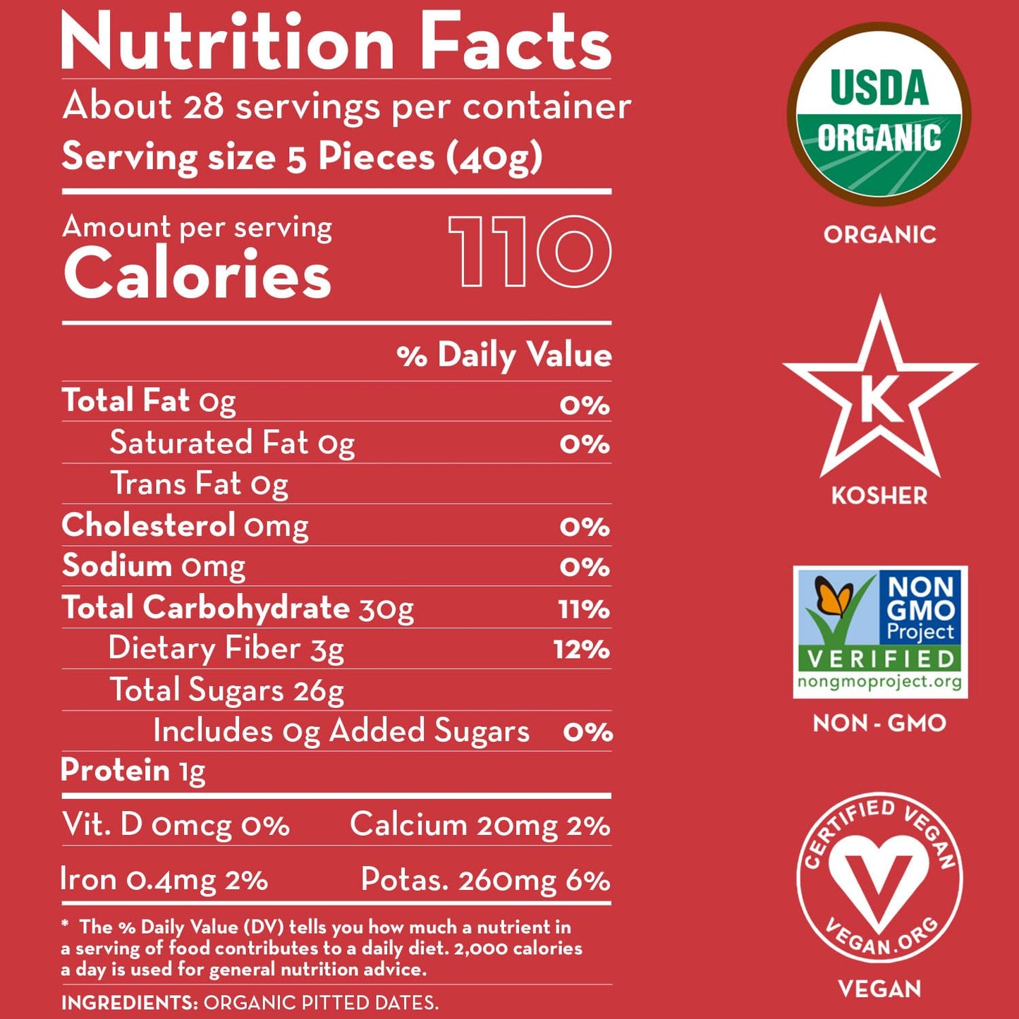 Sunny Fruit Organic Dried Pitted Deglet Nour Dates, 2.5 Pound Bulk Bag | Healthy, Sweet Snack | Organic, Non-Gmo, Vegan, Halal, Kosher, No Preservatives, No Sugar Added