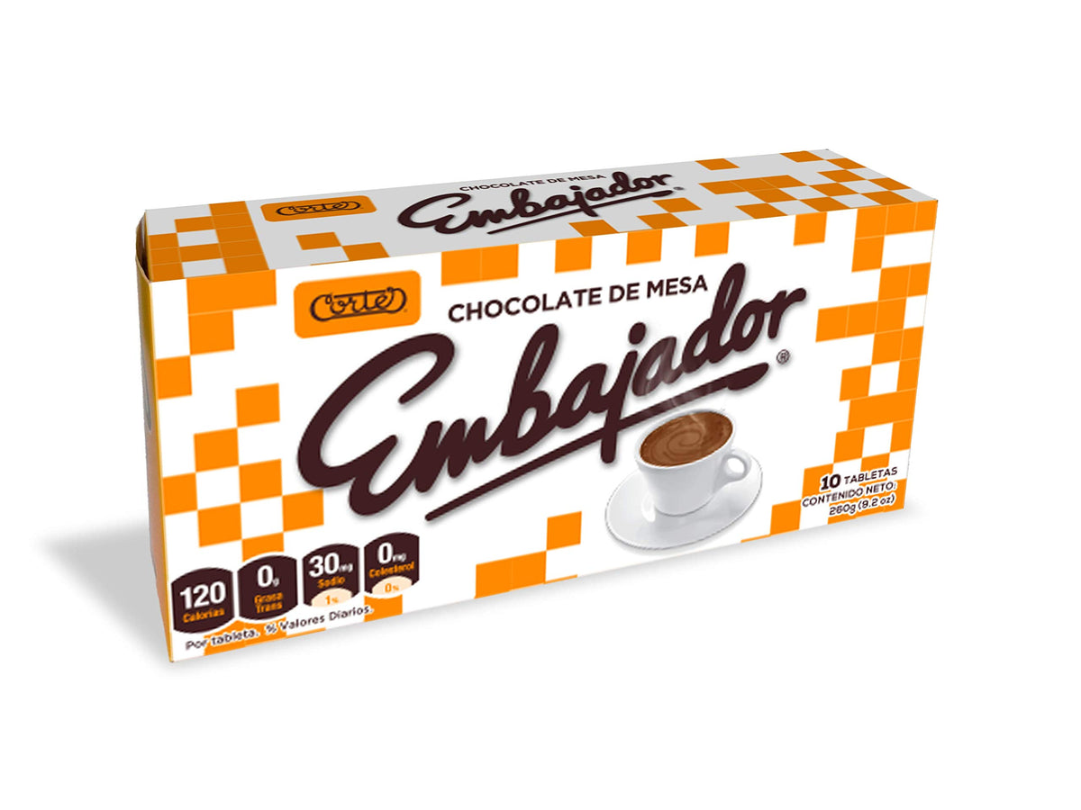 EMBAJADOR Chocolate de Mesa - Sweet Baking Chocolate, Set of 8 Boxes
