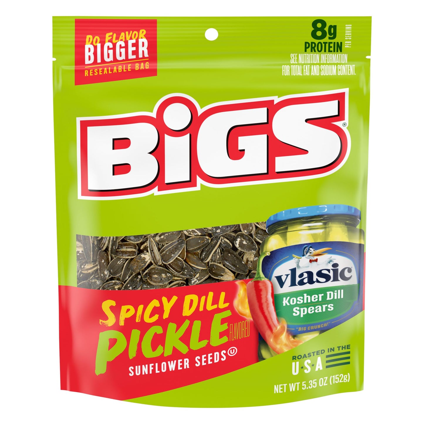 Bigs Vlasic Spicy Dill Pickle Flavored Sunflower Seeds  5.35 Oz. Bag