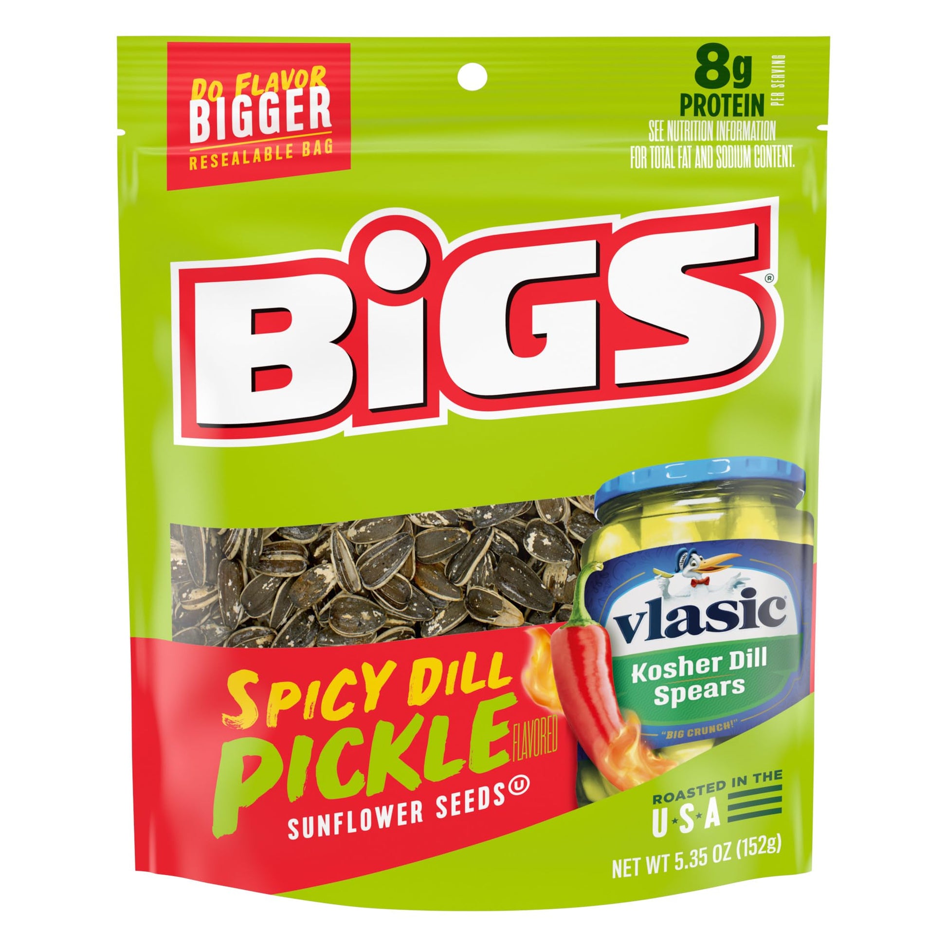 Bigs Vlasic Spicy Dill Pickle Flavored Sunflower Seeds  5.35 Oz. Bag