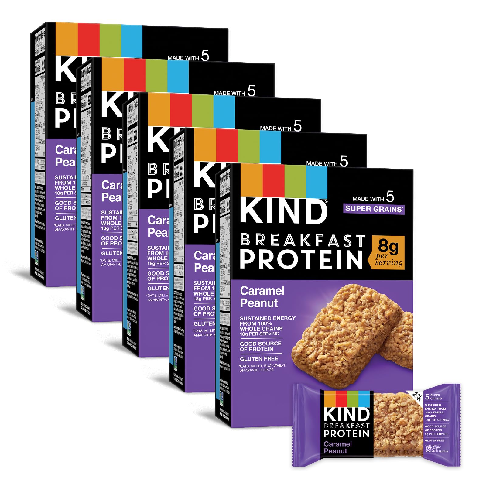 KIND Breakfast Protein Bars, Caramel Peanut, Healthy Snacks, Gluten Free, 30 Count