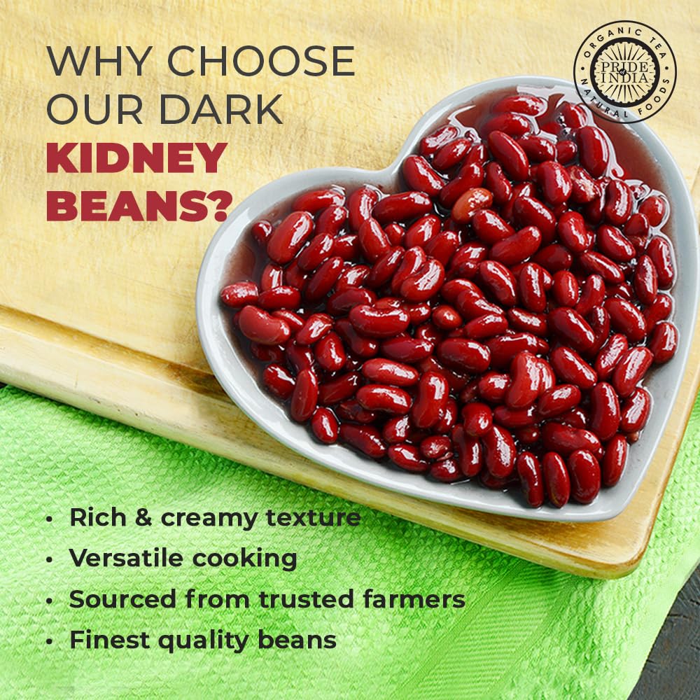 Pride Of India - Indian Whole Dark Kidney Beans - Protein & Fiber Rich Rajma, 3.0 Pound Jar
