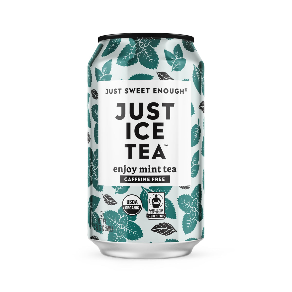 Just Ice Tea Mint Iced Tea, Caffeine Free, USDA Organic, 12-Pack (12oz Cans)