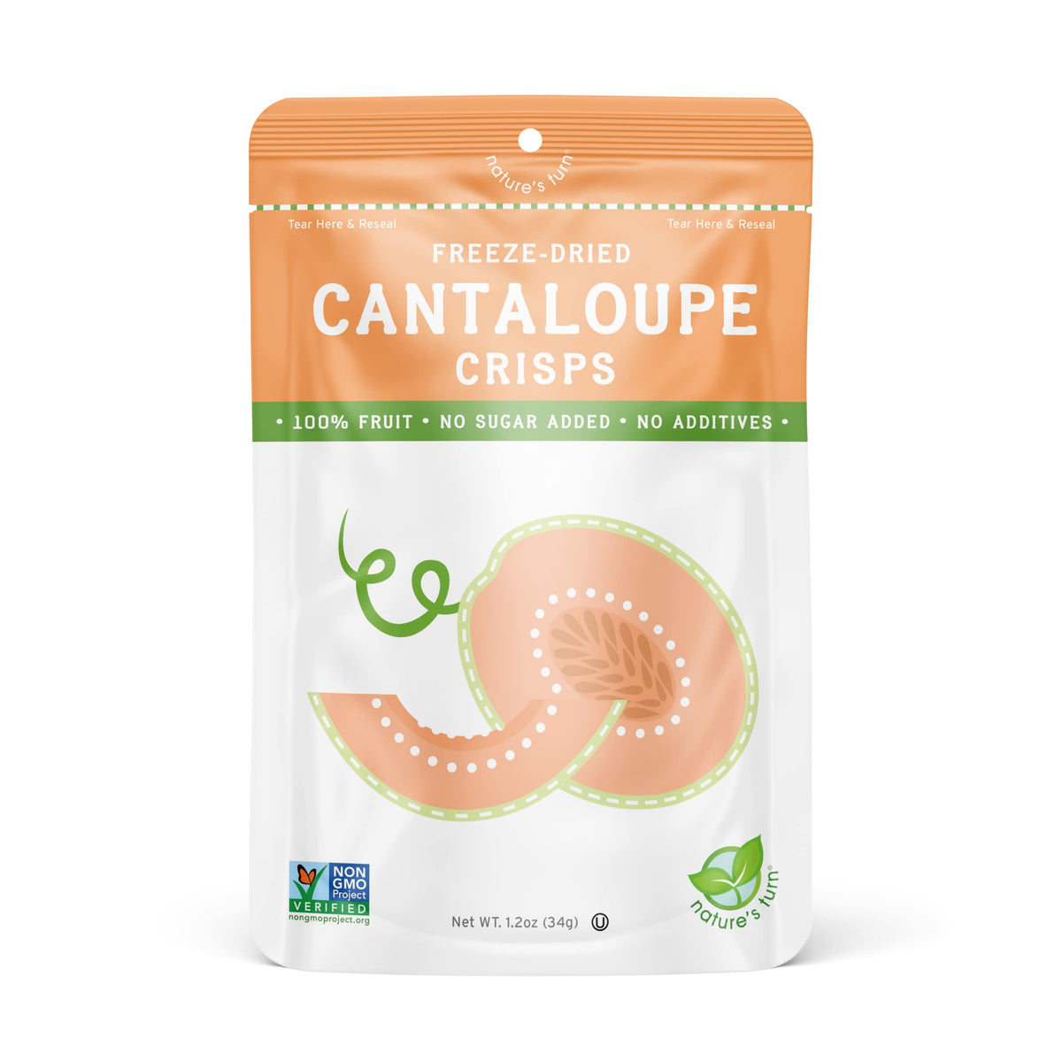 Natures Turn Freeze-Dried Fruit Snacks, Cantaloupe Crisps, Pack Of 6 (1.2 Oz Each)