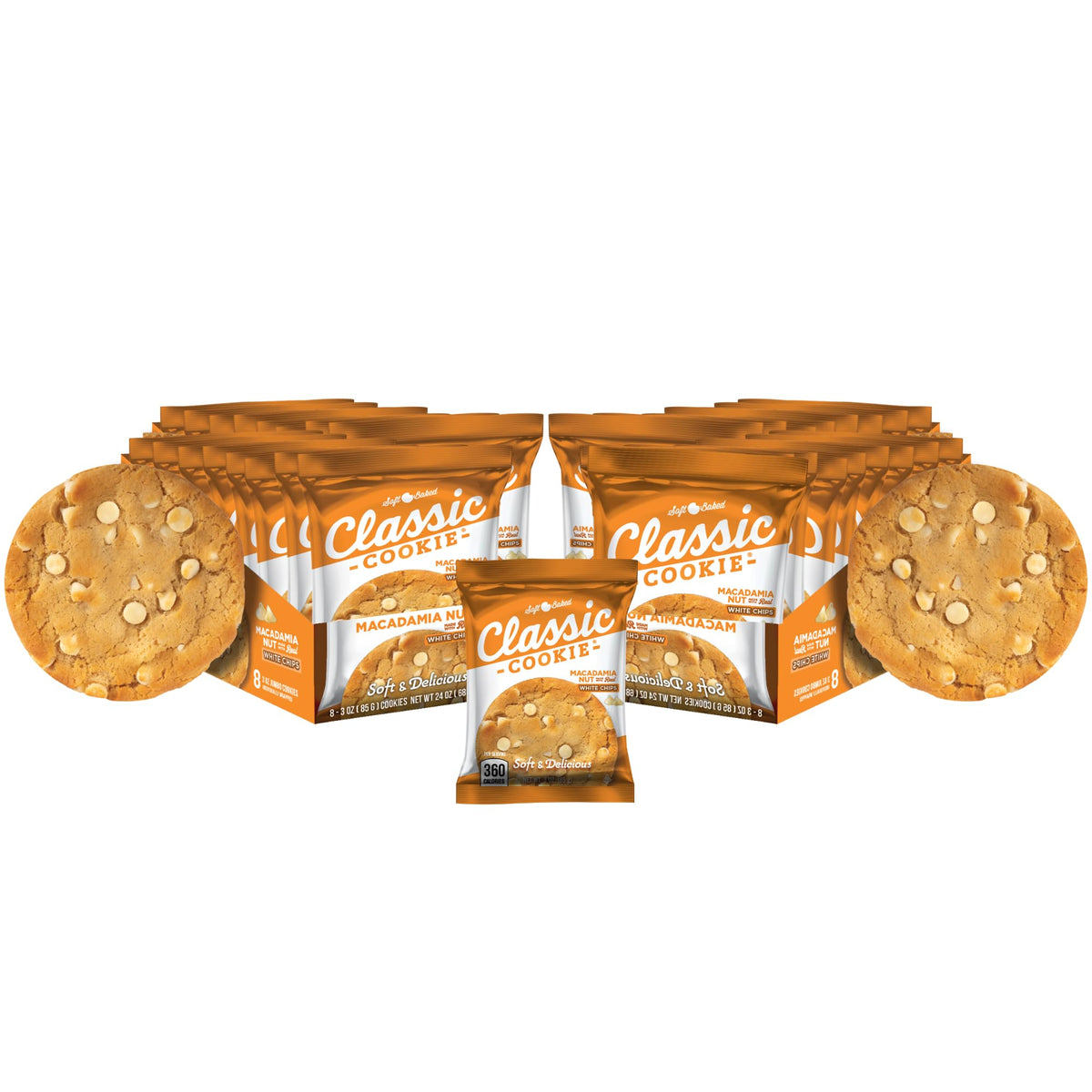 Classic Cookie Soft Baked Macadamia Nut Cookies Made With White Chocolate Chips  4 Boxes  32 Individually Wrapped Cookies