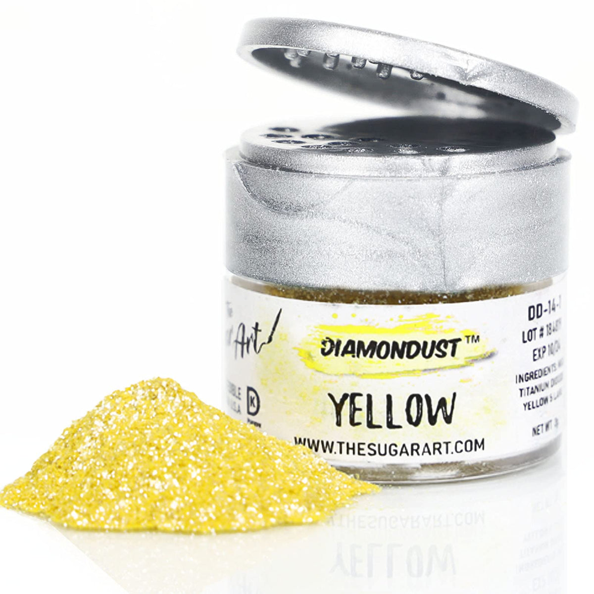 Yellow Edible Glitter for Drinks, Cocktails, Cake Decorating, Strawberries, Chocolates & More | No Taste | 4g | 100% Food-Safe |