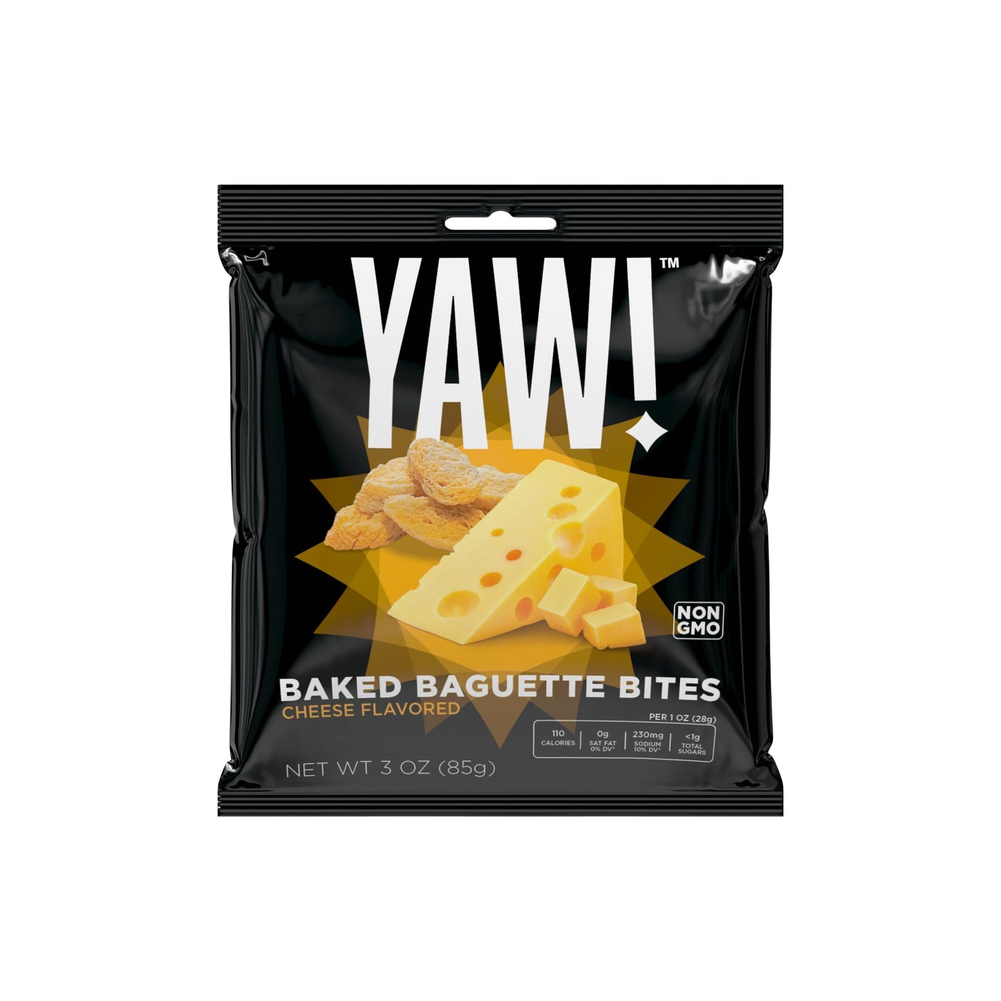 YAW! Baked Baguette Bites, Cheese Flavored, Non-GMO, 3 Pack, 9oz, Orange