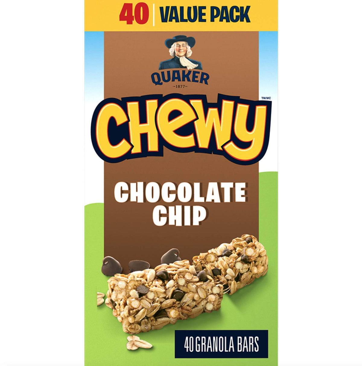 Quaker Chewy Chocolate Chip Granola Bars, 960G/33.9 Oz., (40 Count) {Imported From Canada}