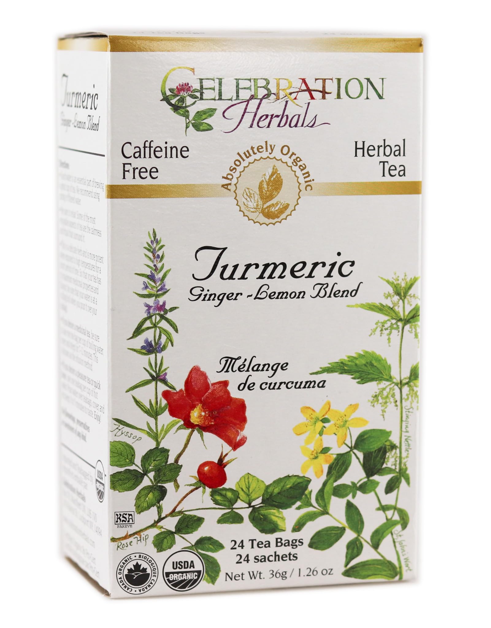 Celebration Herbals Organic Turmeric Ginger Lemon Blend, 24 Bags