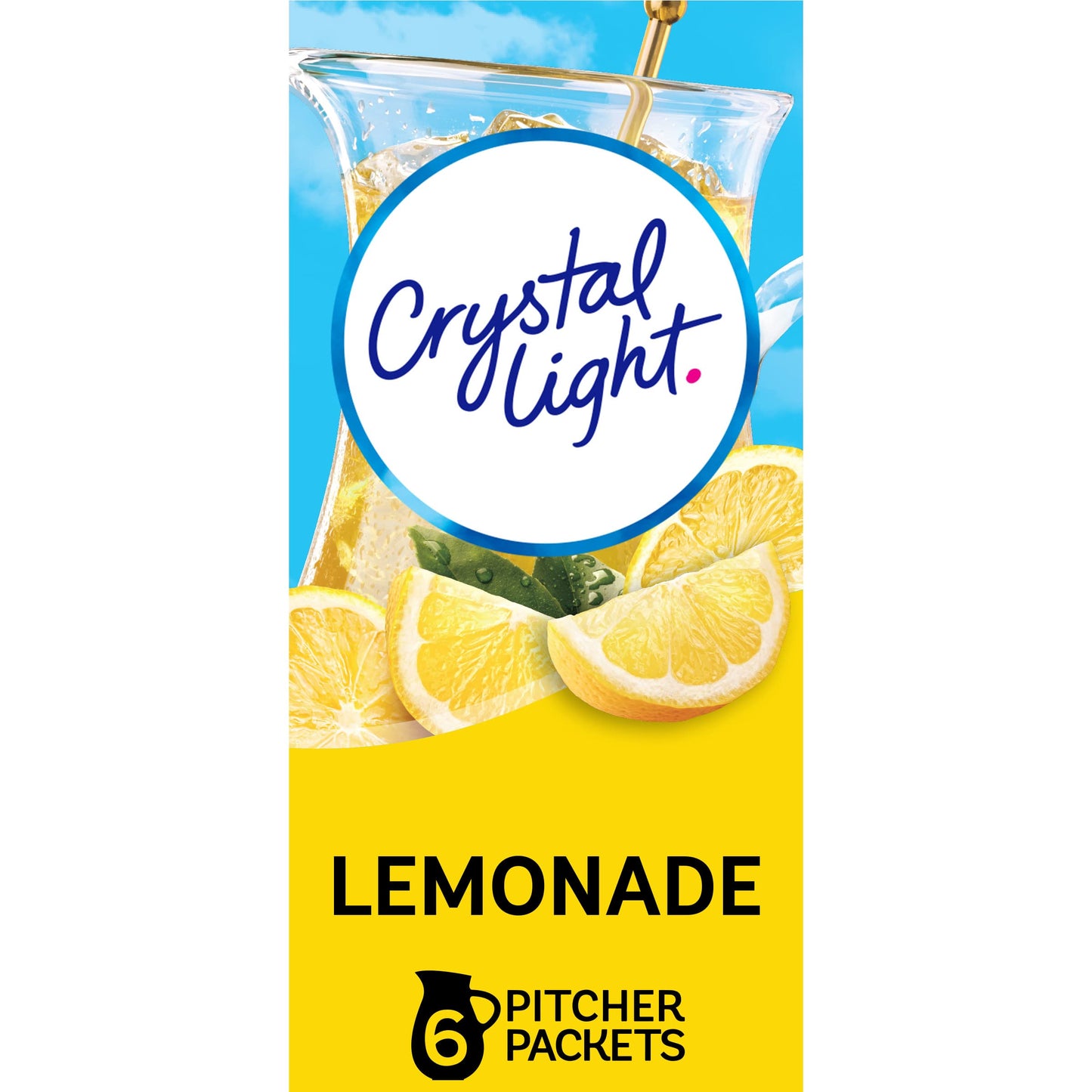 Crystal Light Sugar-Free Lemonade Naturally Flavored Powdered Drink Mix 6 Count Pitcher Packets