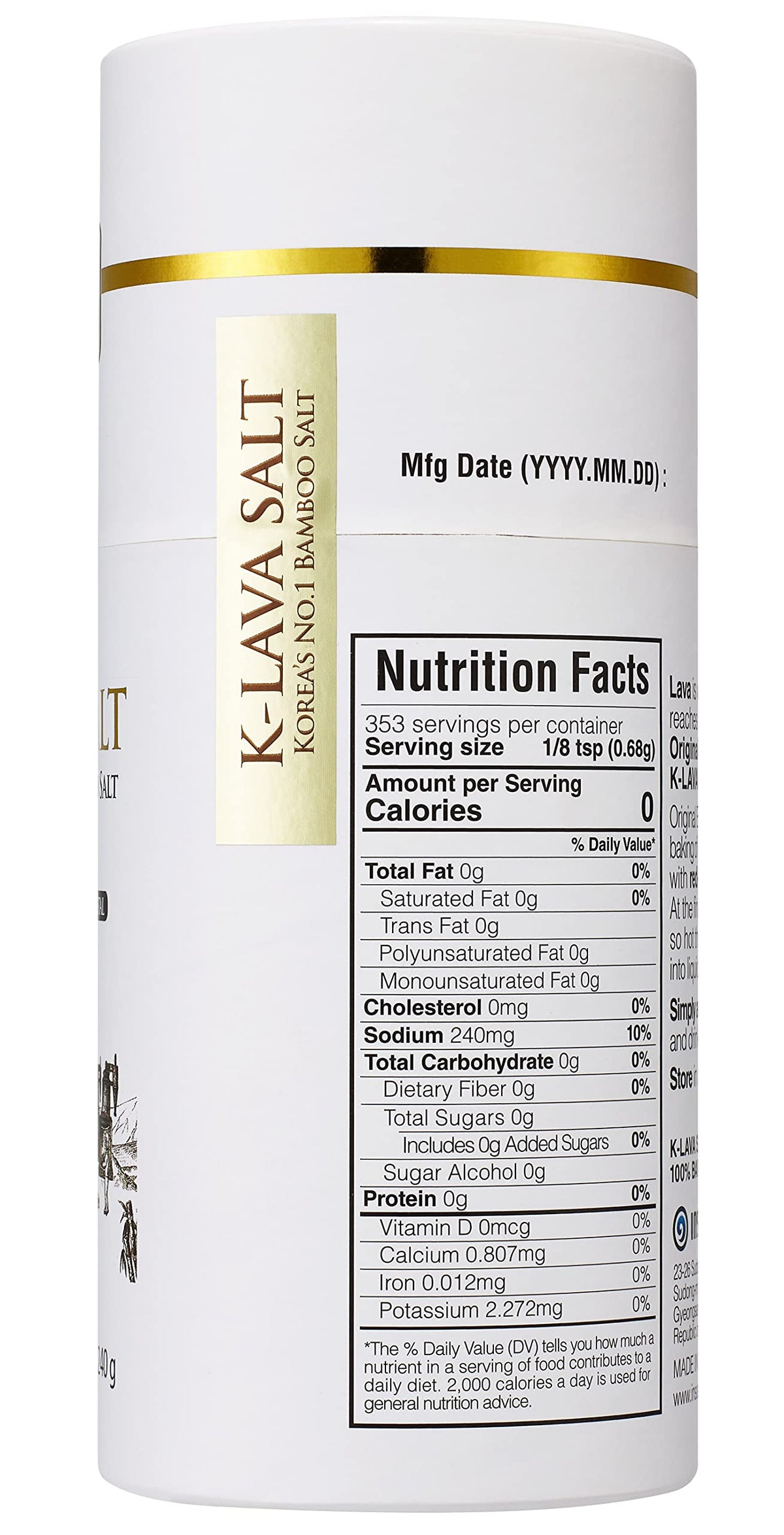 K-LAVA SALT Bamboo Salt, Original 9x Crystal, 8.47 Ounce