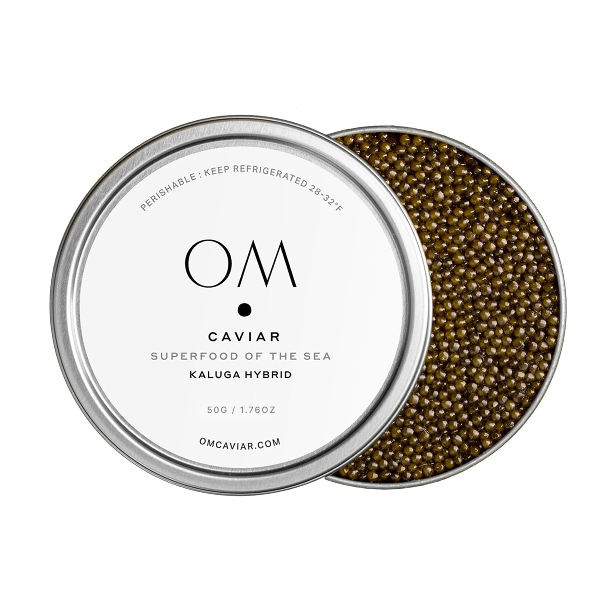 Om Caviar Kaluga Hybrid Caviar 50G - Sustainable River Beluga Alternative - Top-Grade Large Grain - Rich Buttery Flavor - Farm-Raised Caviar Kaluga  Vacuum-Sealed Fresh