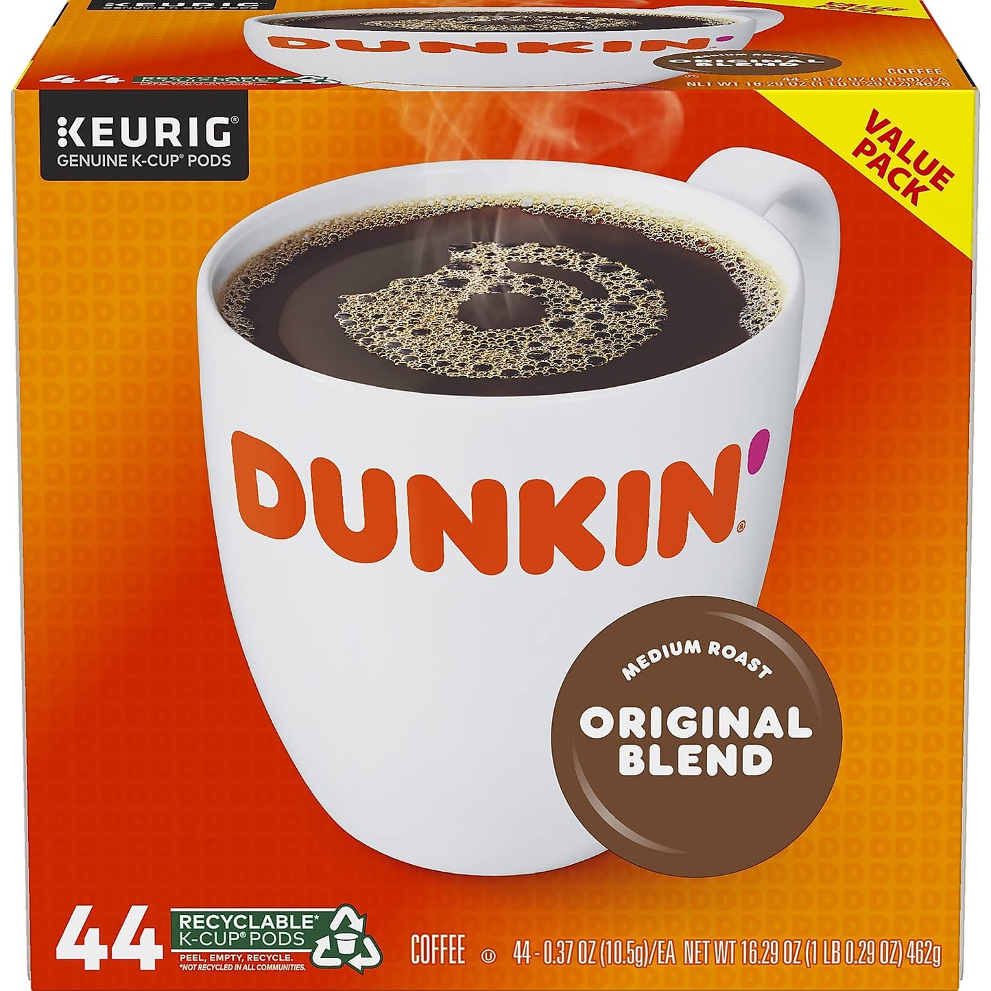 Dunkin Donuts Original Blend Coffee K-Cup Pods Medium Roast, 44 Count, Coffee