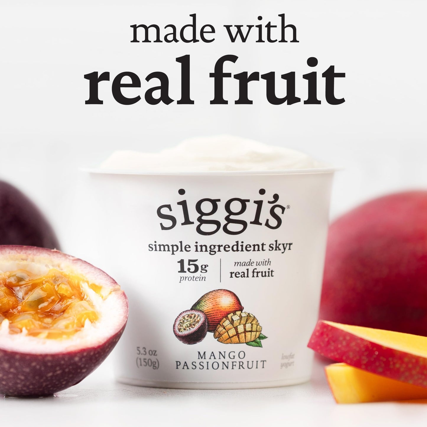 siggis Icelandic Strained Lowfat Yogurt, Mango Passionfruit, 5.3 oz., Single Serve Cup