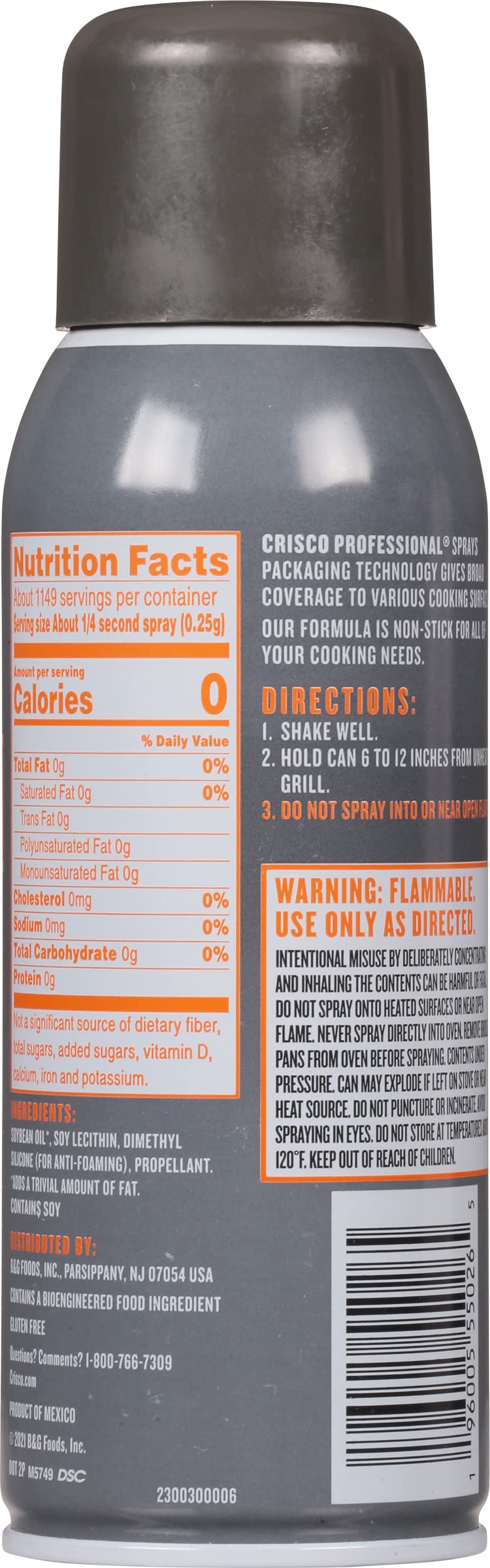 Crisco Cooking Spray, No-Stick | Grill Master | 12 Ounce | Pack of 2