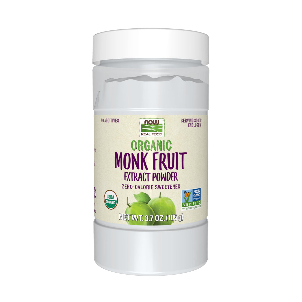 Now Real Food, Organic Monk Fruit Extract Powder, Zero-Calorie Sweetener, 3.7 Oz