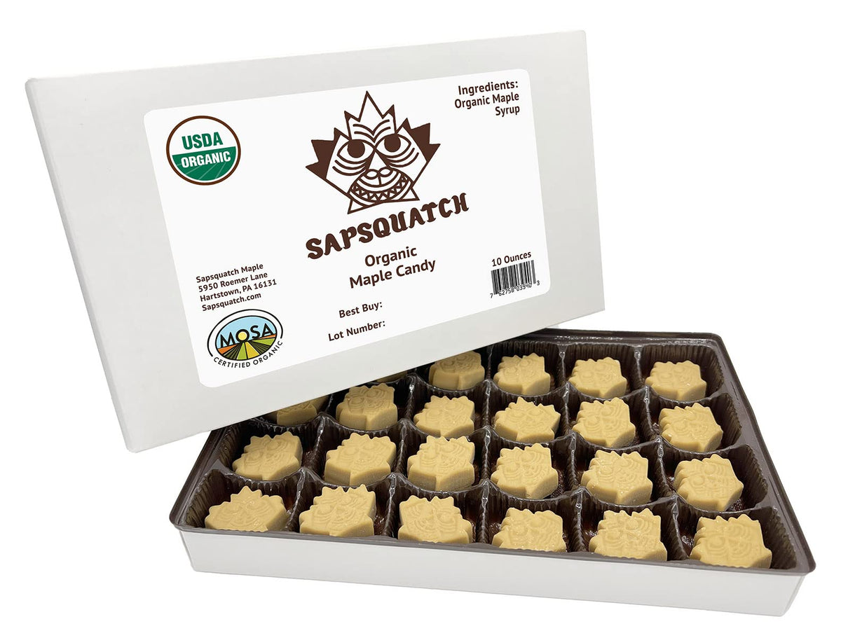 Sapsquatch Organic Maple Candy - 10 Ounces - Pure Maple Syrup Sugar Leaf Candy