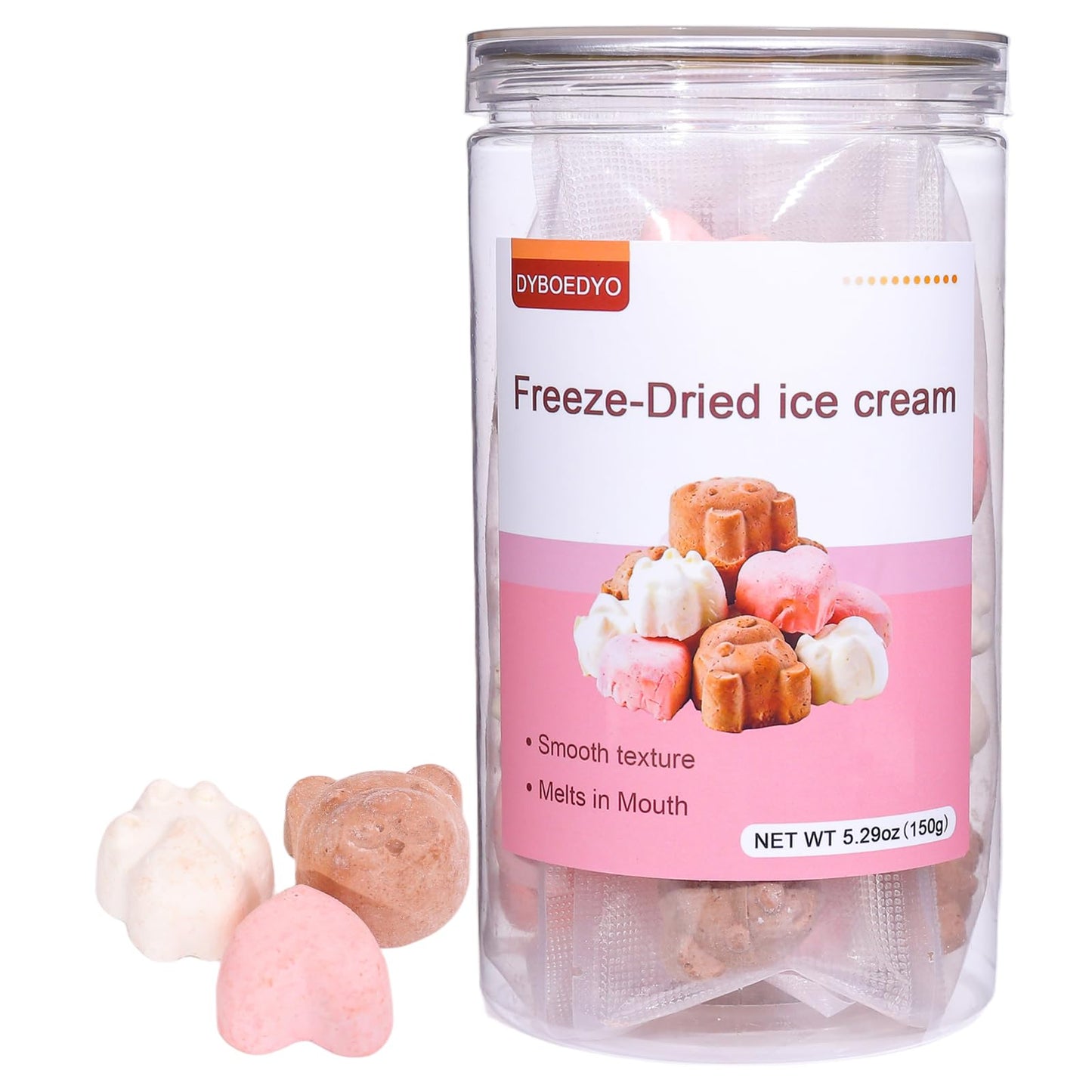 DYBOEDYO Freeze Dried Ice Cream 5.29oz/150g,Strawberry, Chocolate, and Original,Creamy & Crunchy Treat,Individually Wrapped,for 