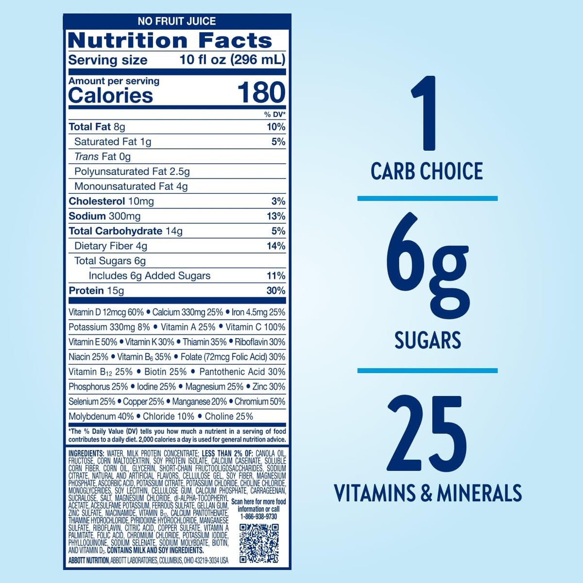 Glucerna Hunger Smart Shake, Diabetic Drink to Support Blood Sugar Management, 15g Protein, 180 Calories, Peaches & Crme, 10-fl-