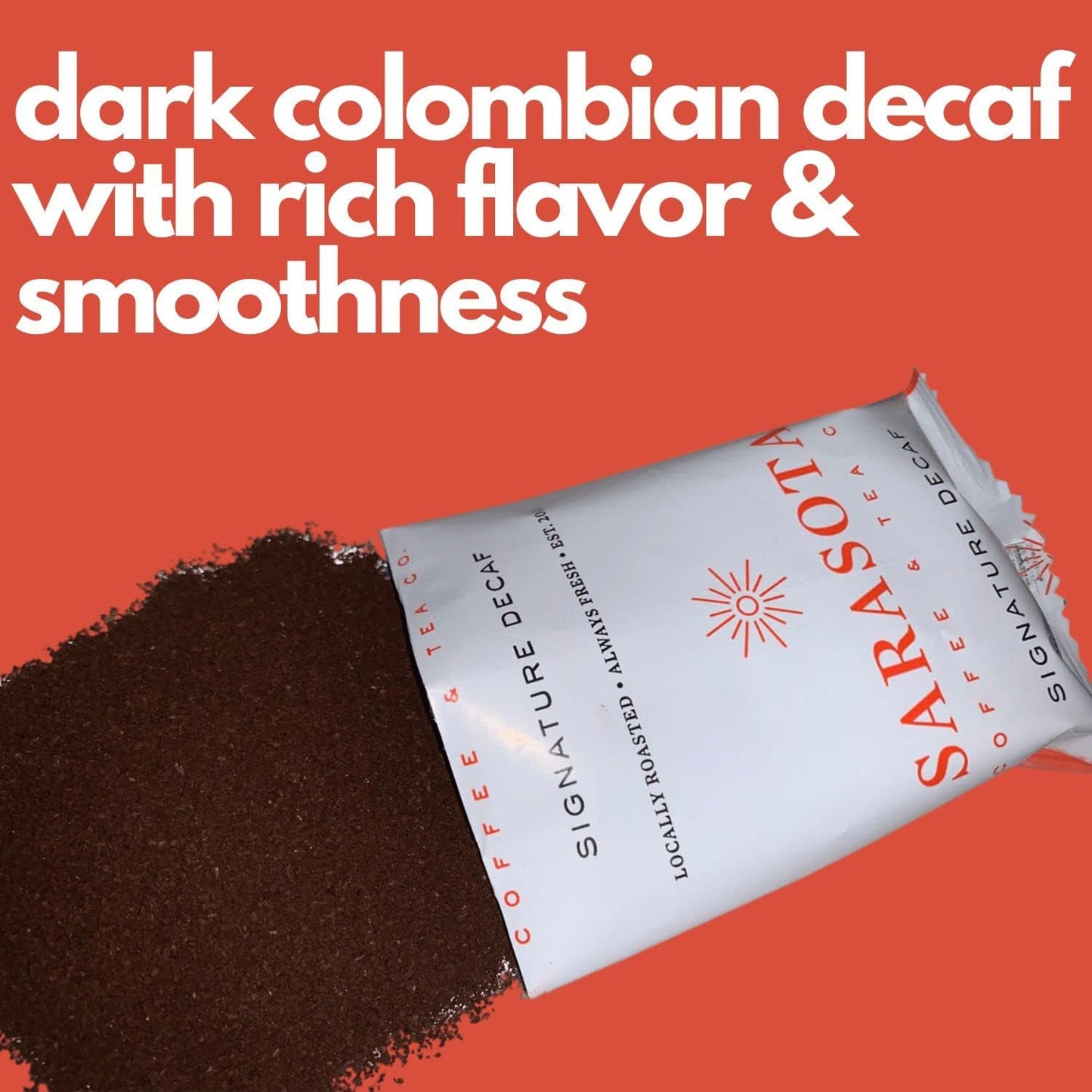 Sarasota Coffee Packs Bulk Ground Decaf Sampler, Low Acid, 1.75 Oz Bags, 100 Count