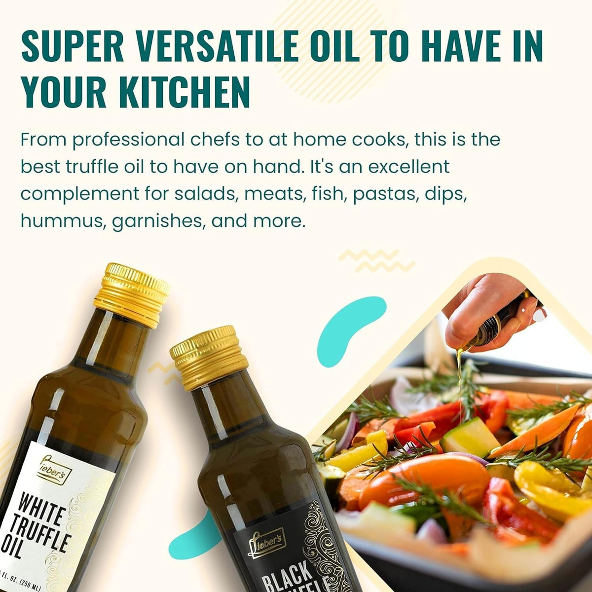 Liebers Black & White Truffle Oil Bundle | Premium Truffle Oil For Cooking, Salad Dressing, Garnish | This Gourmet Olive Oil Is