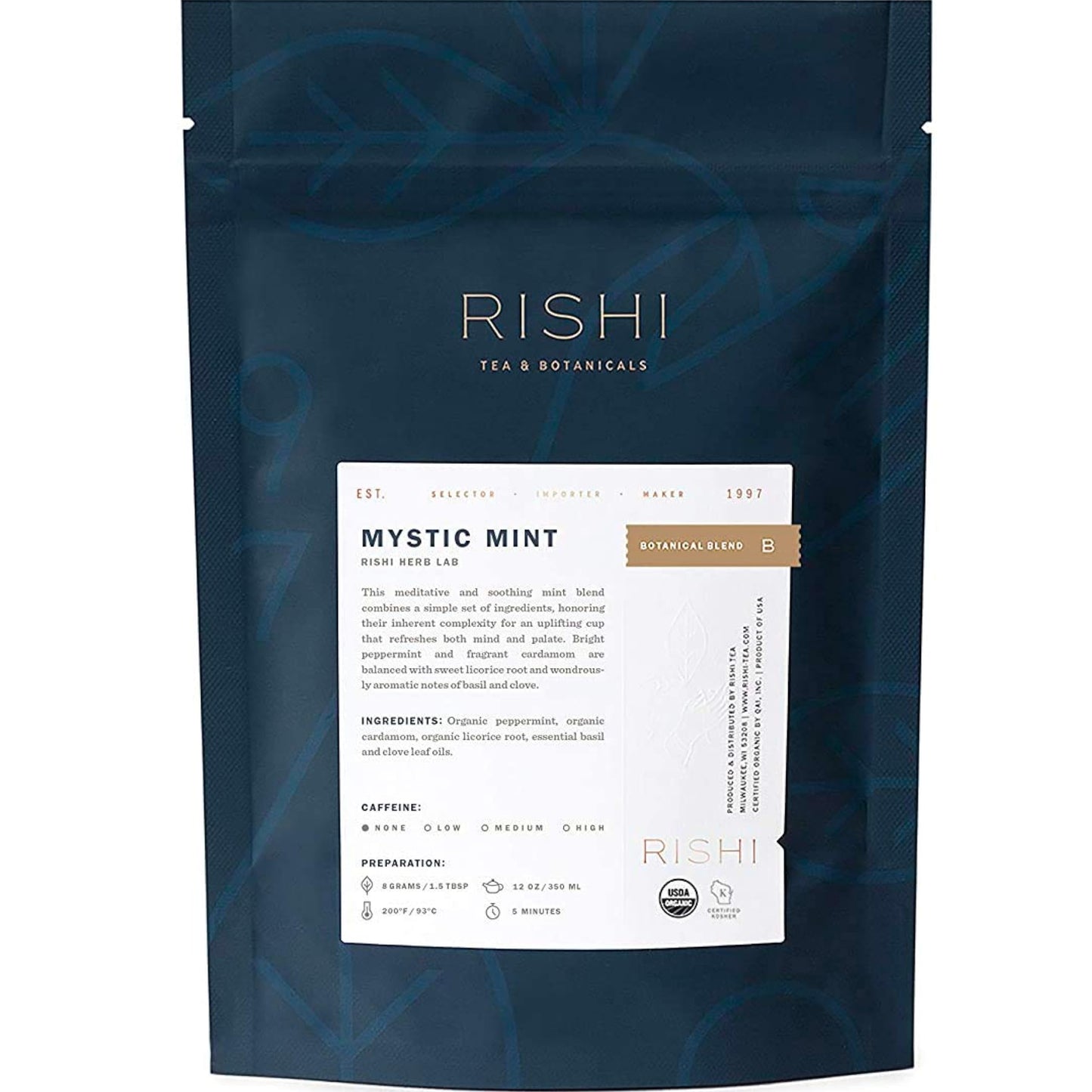 Rishi Tea Mystic Mint Herbal Tea - Organic, Caffeine Free, 16 Ounces, Loose Leaf, 55+ Servings