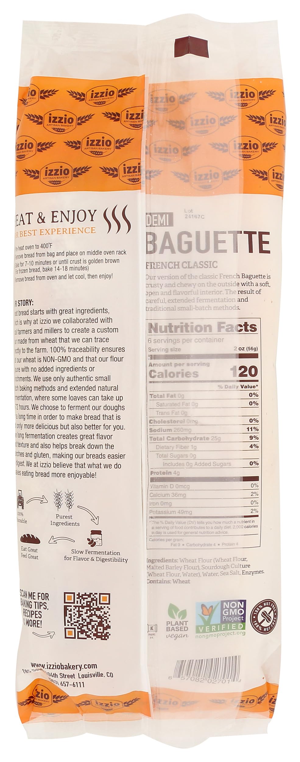 IZZIO ARTISAN BAKERY Take & Bake Demi Baguette, 12 Ounce (Frozen)