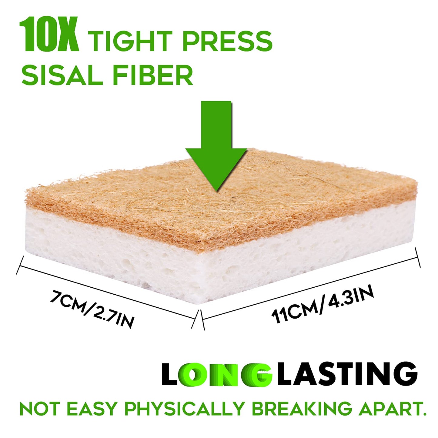 Natural Sponge Kitchen 12Pack,Eco Friendly Non-Scratch Scrub Sponge,Biodegradable Sisal Scrubber With Compostable Kitchen Sponge