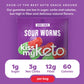 Kiss My Keto Sour Gummy Worms – Low Carb, 1g Sugar, High Fiber – Pack of 16