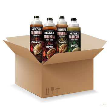 Herdez Taqueria Street Sauce Variety Pack, Habanero, Verde, Roja & Chipotle, 9 oz Bottles (Pack of 4)