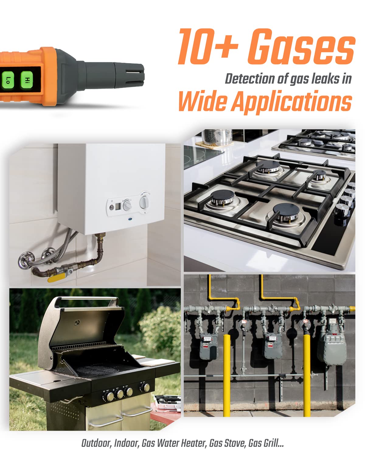 Toptes Pt210 Gas Leak Detector, Natural Gas Detector With Audible & Visual Alarm, Locating The Source Of Propane, Methane, And C