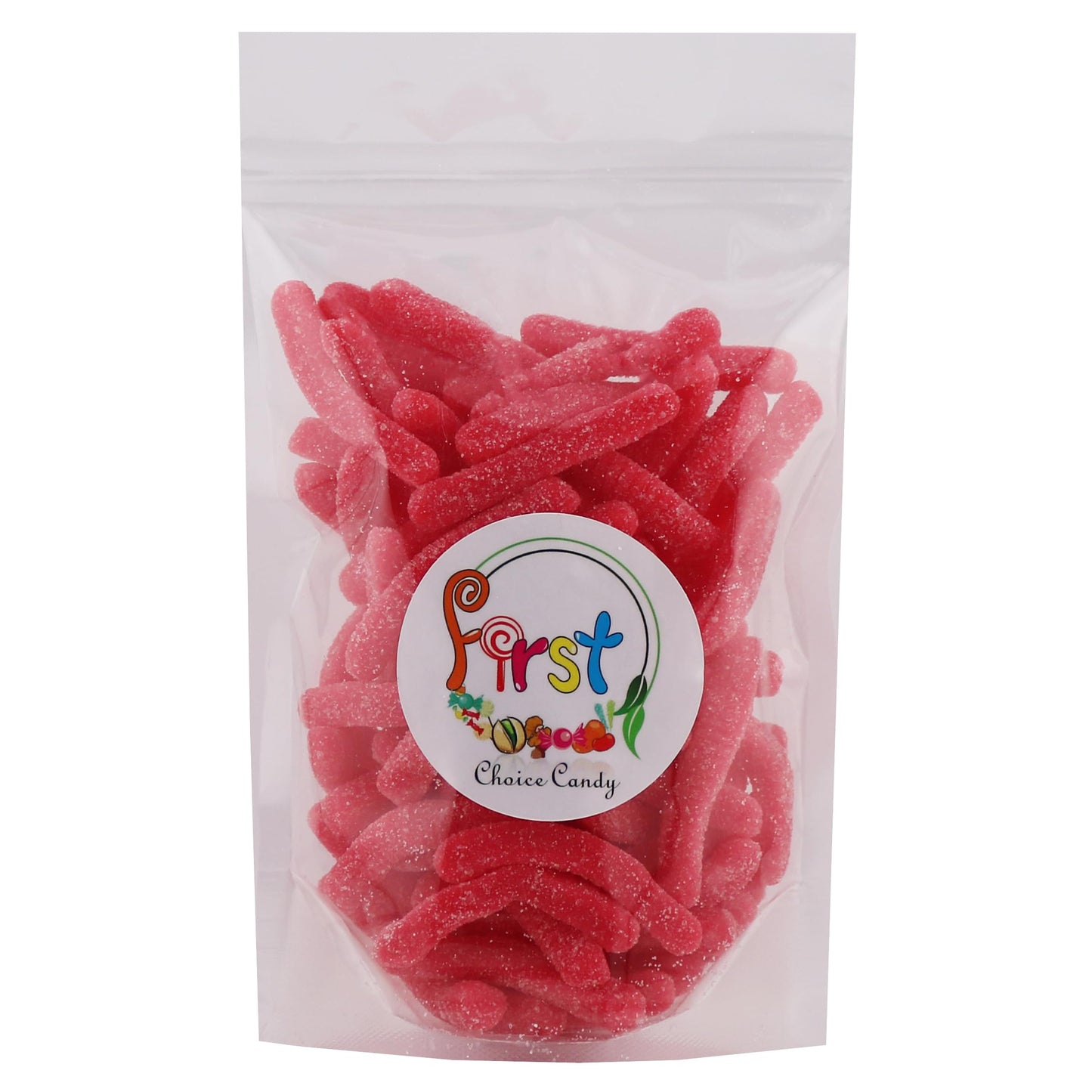 Firstchoicecandy Sweet & Sour Gummy Worms, Multi Flavors And Solid Colors (1 Pound, Sour Red Strawberry)