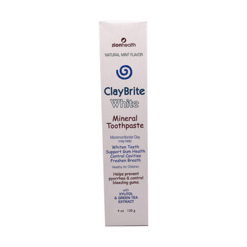 Zion Health Claybrite White Mineral Toothpaste Natural Mint Flavor 4 Oz 120 G