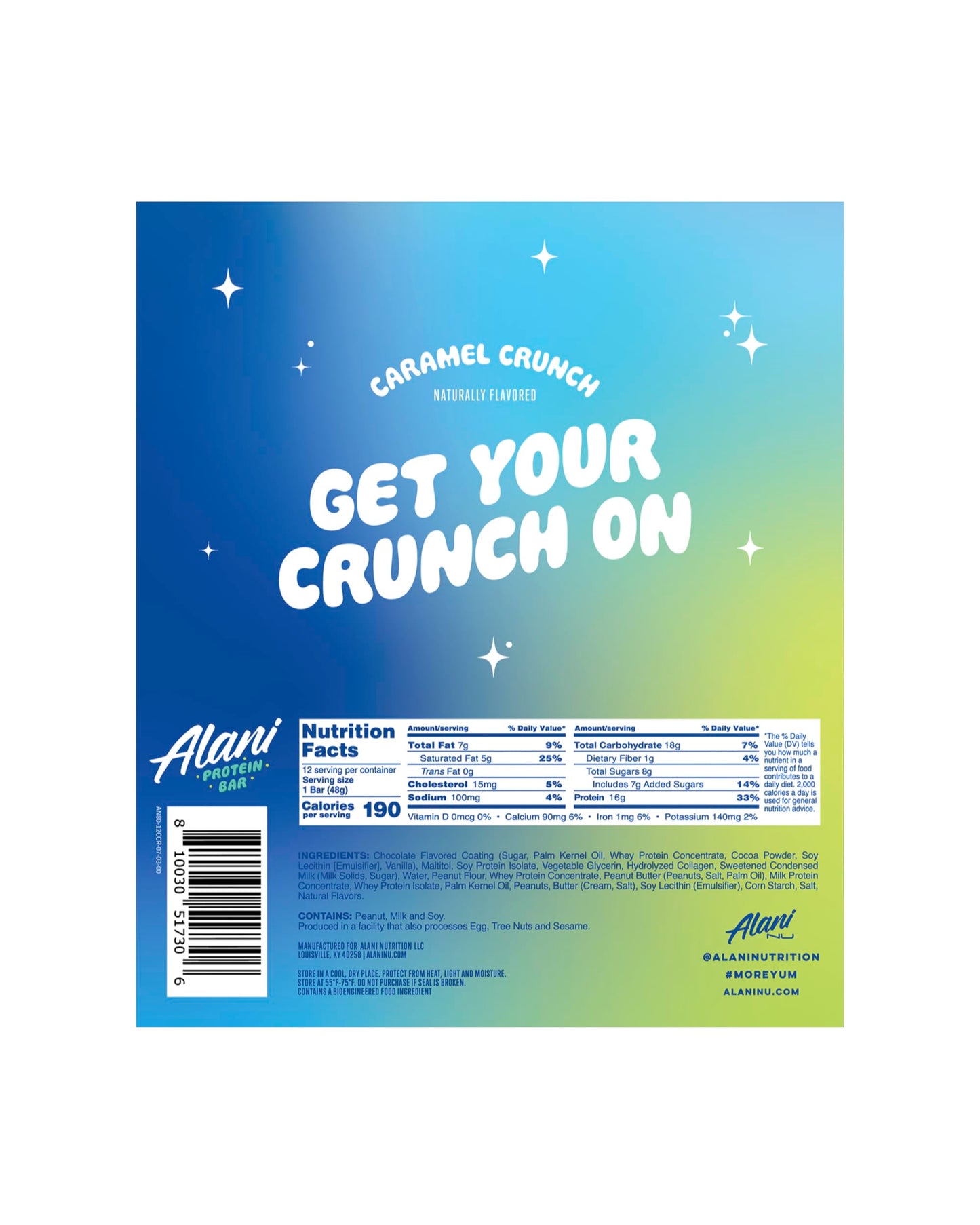 Alani Nu Protein Bars CARAMEL CRUNCH | High Protein Gluten-Free Bars | 16g Protein | Low-Sugar (7G) Low-Carb Healthy Snacks | 12